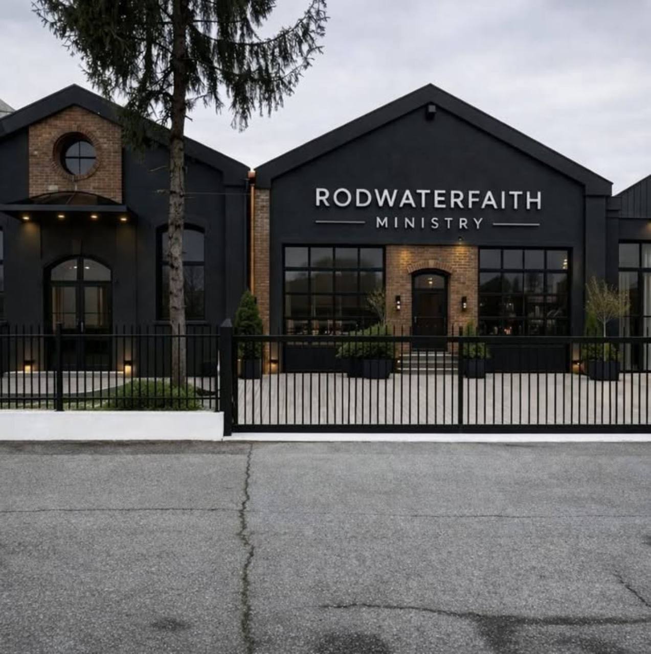 Supplied exterior reference showing the Rodwater Faith Ministry sign