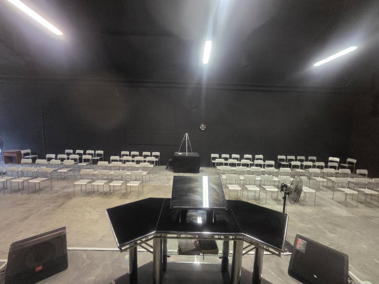 View from the lectern across the sanctuary seating